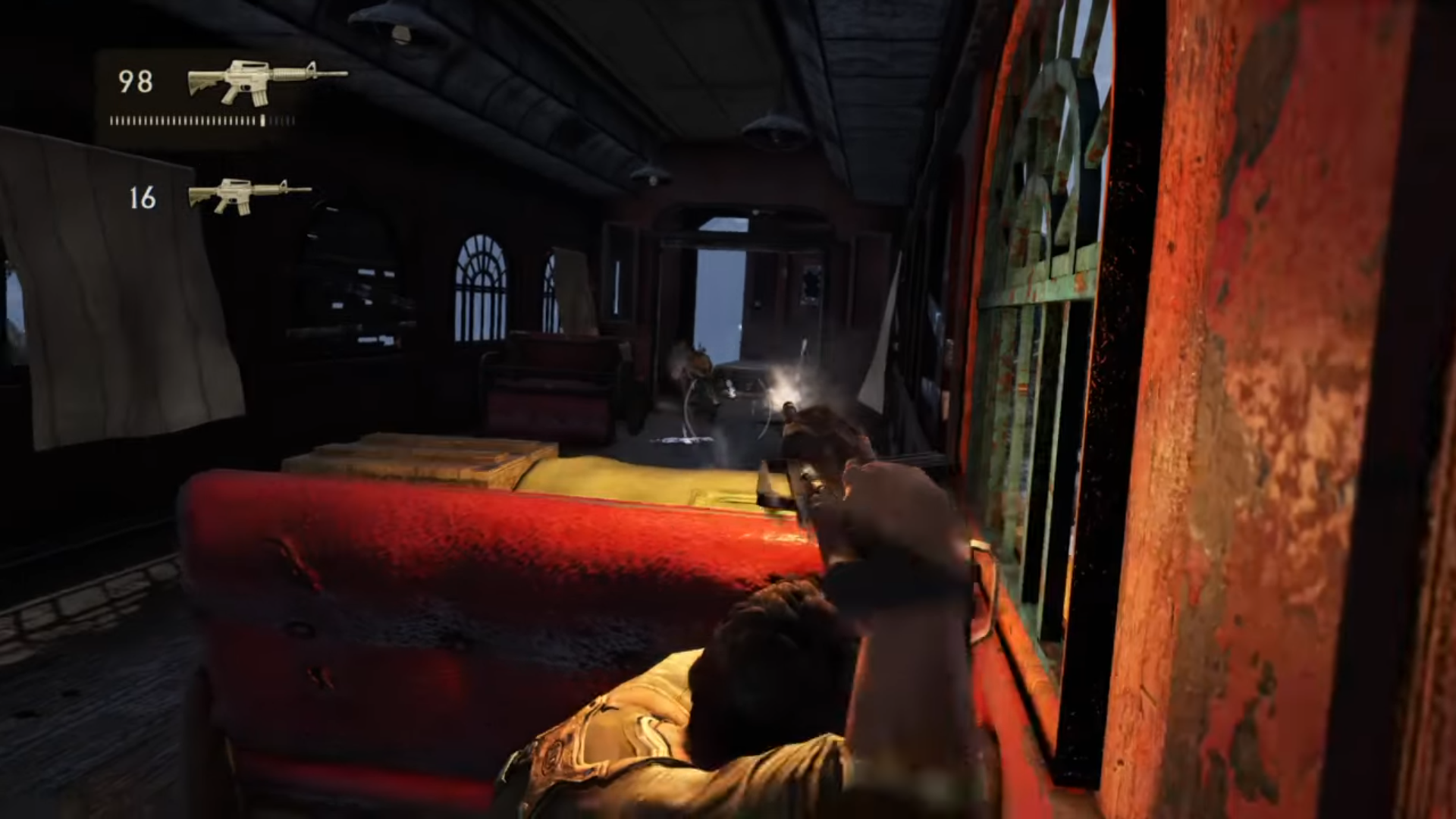 Nathan Drake en plein combat dans Uncharted 2